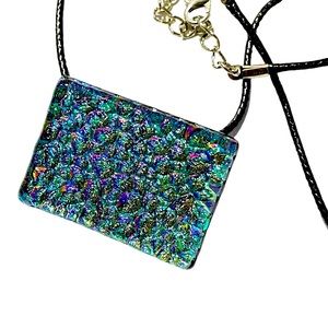 Sparkly Blue & Pink Dichroic Handcrafted Glass Brooch / Pendant